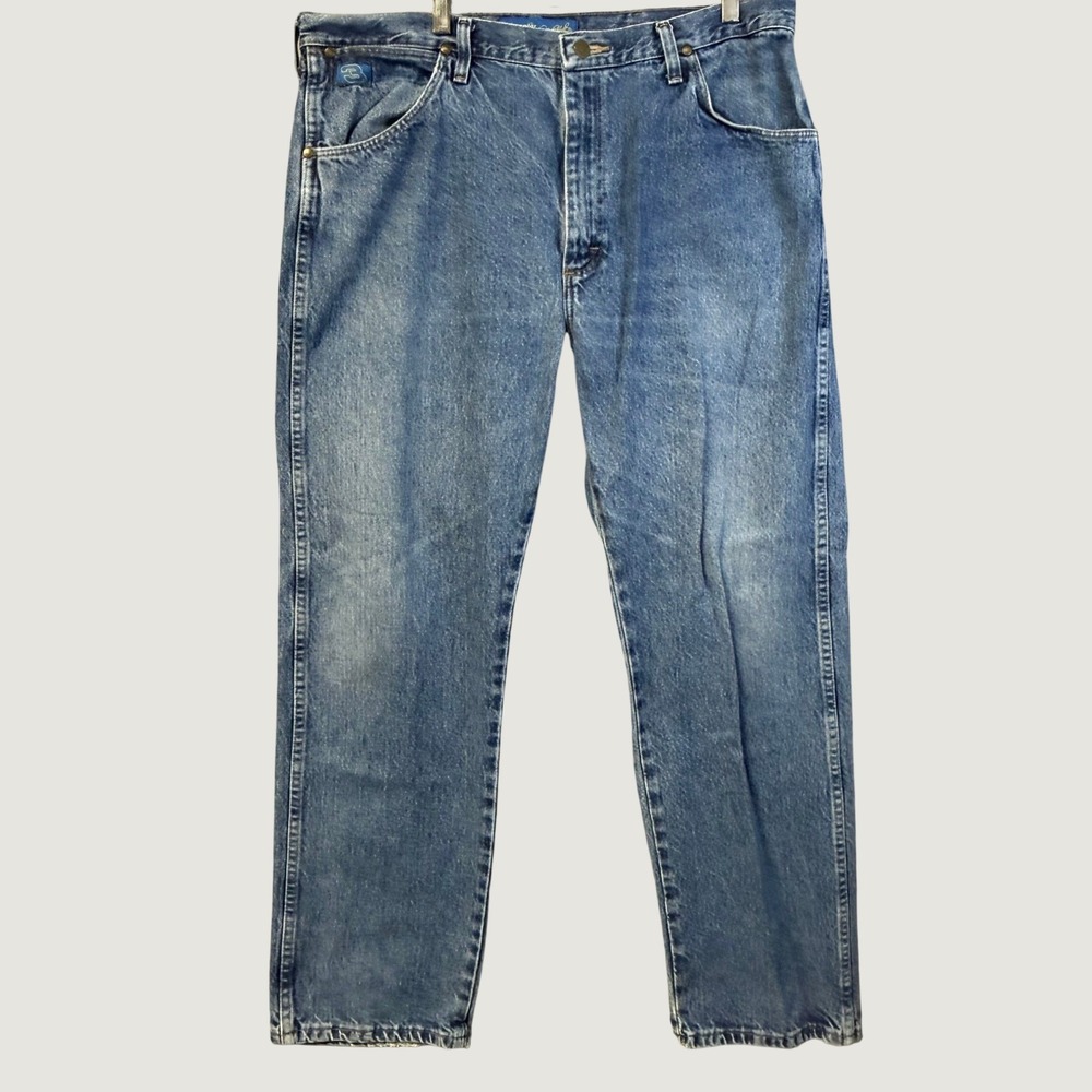 Wrangler Dale Earnhardt Jeans Men 37x29 Blue Denim Straight Leg Racing No 3 Logo